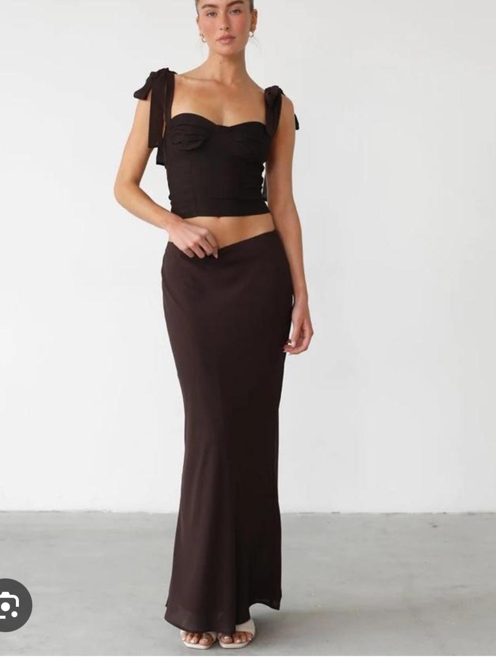CHARCOAL Isla Chocolate Brown Satin Maxi Long Skirt Size 16 Women’s BRAND NEW